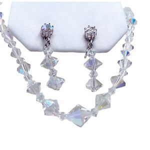 AB Midcentury bicone graduated necklace earrings set